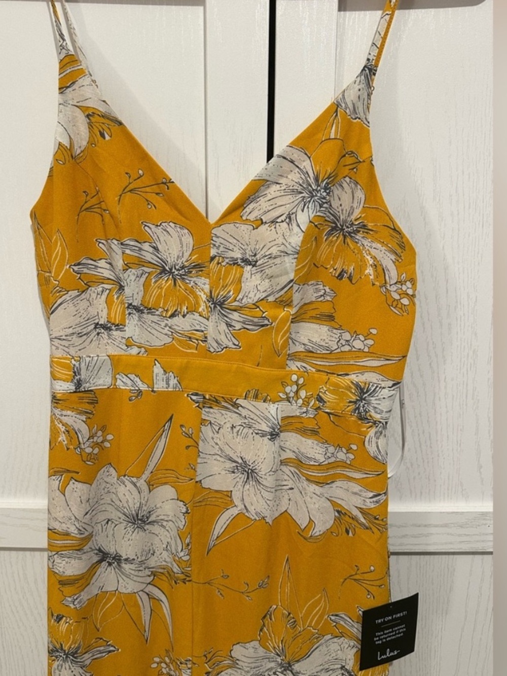 Lulus Darling Daylily Mustard Yellow Floral Print High-low Maxi Dress - Size S - Picture 5 of 9